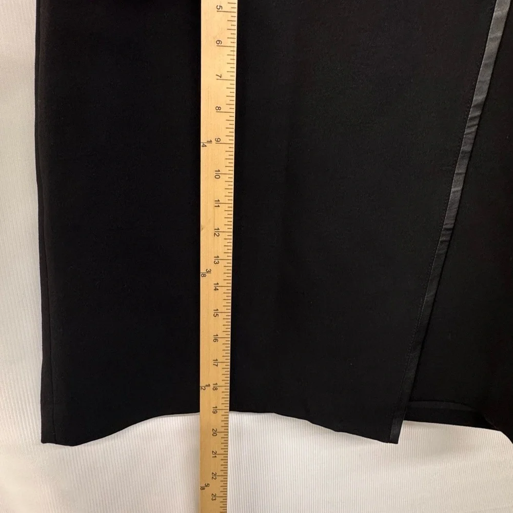 White House Black Market Black Asymmetrical Faux Leather Trim Mini Skirt Size 10